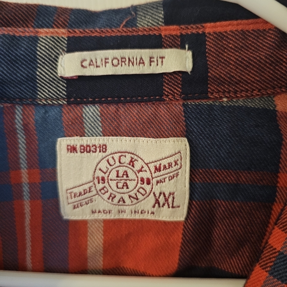 Lucky Brand Mens Plaid Flannel Pearl Snap Western Shirt Size XXL - Picture 2 of 4